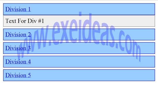 Show And Hide DIV Layers On Click Over Text With JavaScript Code