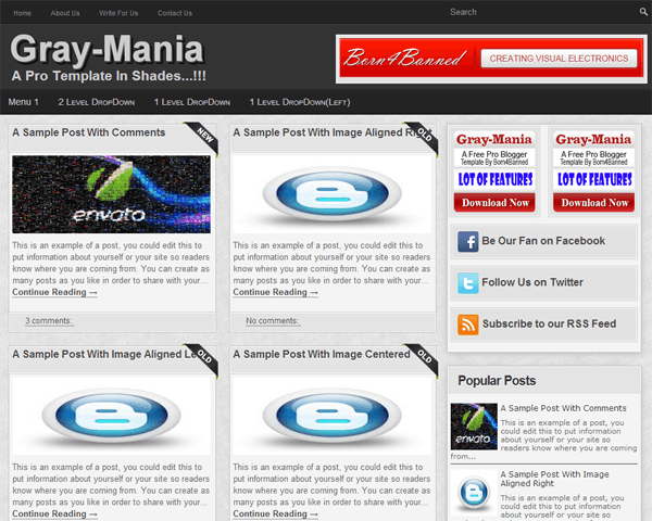 Gray-Mania Blogger Template