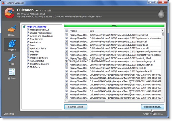 does ccleaner registry cleaner work for all users