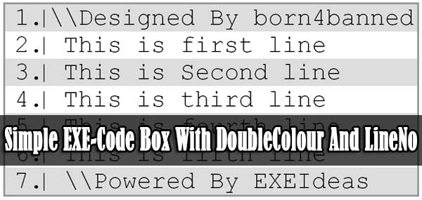 Simple EXE-Code Box With Double Colour And Line No For Blog And Site