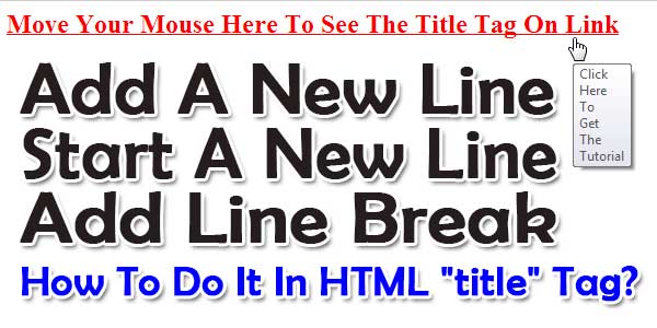 How To Add Start A New Line Or LineBreak In HTML TITLE TAG?