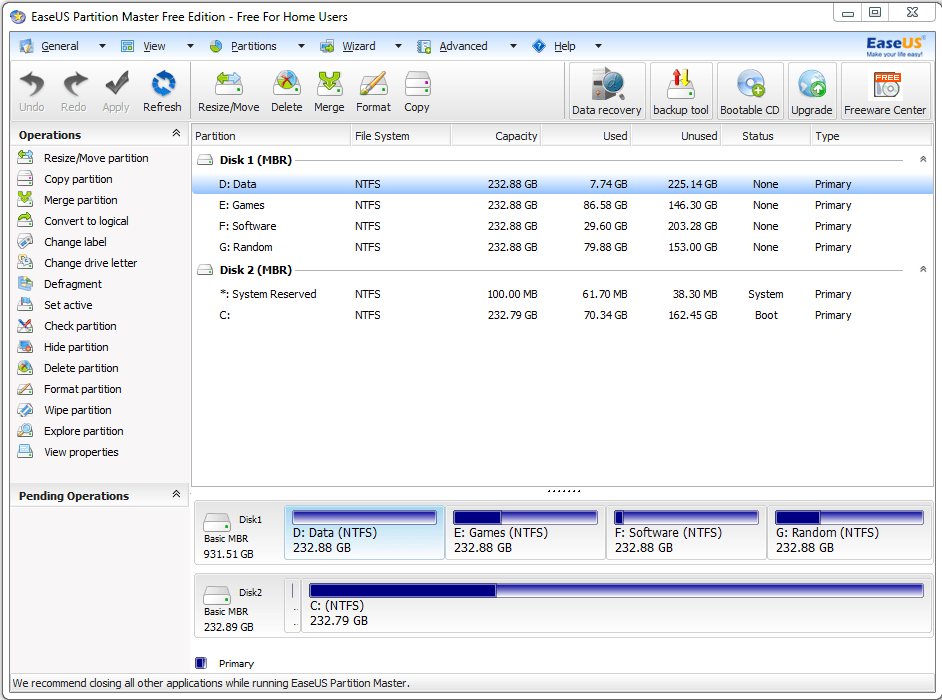 EaseUS Partition Master Free Edition