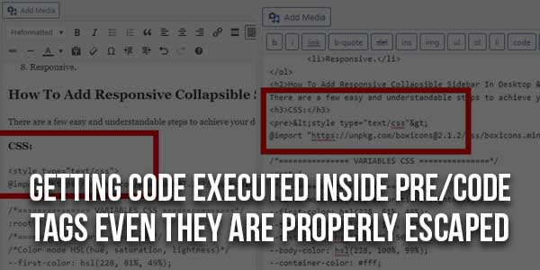 Getting-Code-Executed-Inside-PRE-CODE-Tags-Even-They-Are-Properly-Escaped