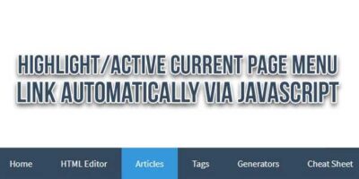Highlight/Active Current Page Menu Link Automatically Via JavaScript ...